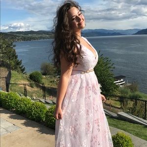 Lavender & pink hand embroidered gown